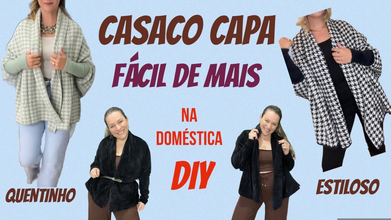 CASACO CAPA FÁCIL COM UM METRO DE TECIDO ,corte e costura para iniciantes na doméstica #casaco #diy