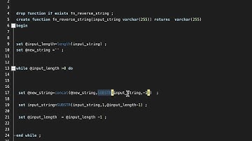 MySQL  user defined function to reverse a string.