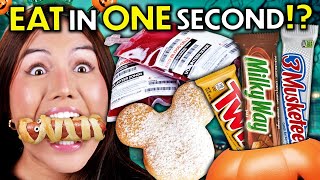 Eat In One Second - Halloween Candy! (King Size Candy Bars, Popcorn Balls, Pumpkin Beignets)