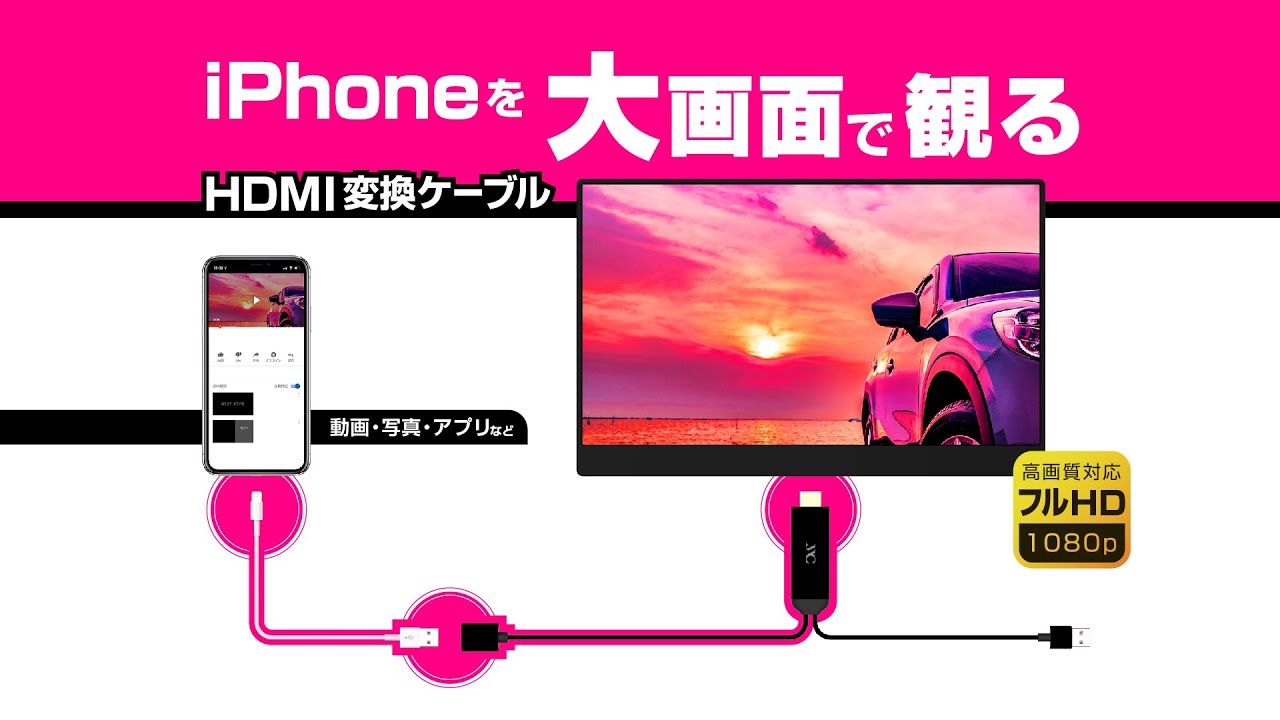 iphoneやipad youtubeを大画面で楽しめる変換ケーブル HDMI