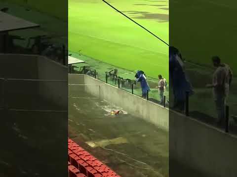 Torcedor do Sport Recife nadando no estádio da ilha do retiro