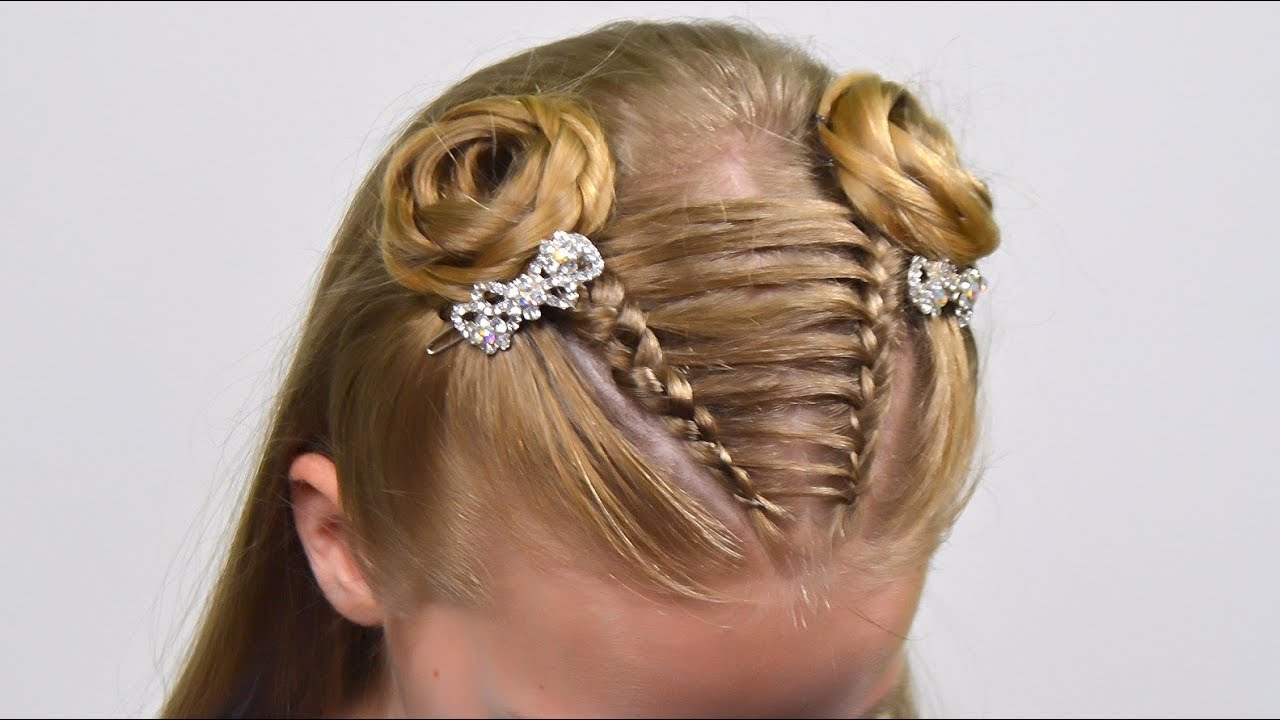 Ladder Braid With Twist Buns Prom Party Easy Little Girl Hairstyles 76 Lgh