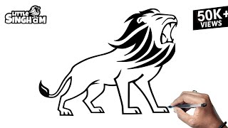 How To Draw Little Singham Lion Tattoo Drawing Step By Step Tutorial Little Singham Lion Drawing