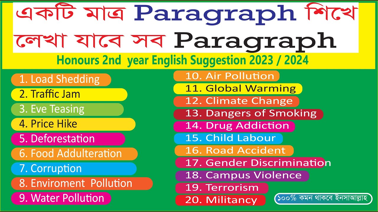 Paragraph Writing / Honours 2nd year English Sugestion 2023 / 2024 YouTube