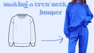 how to sew a crew neck jumper - DIY sweatshirt sewing tutorial with pattern