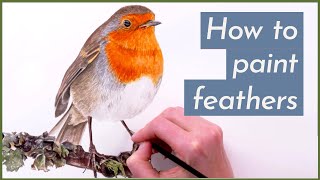 How to paint detailed feathers on a Robin bird - with Anna Mason