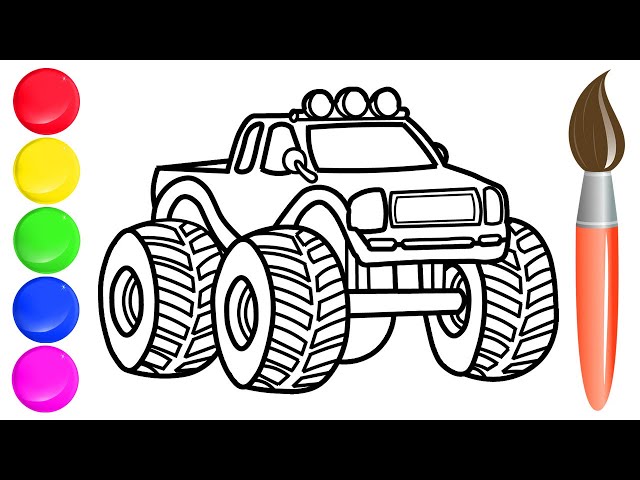 Como desenhar um caminhão monstro (Monster Truck) 