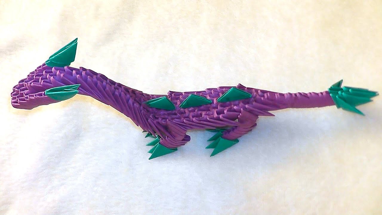 3D origami dragon (dinosaur) tutorial YouTube