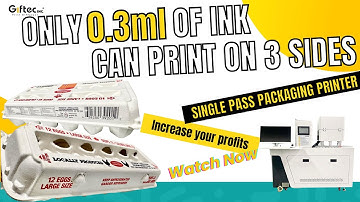 Ultra-low printing costs! Single Pass Printer Printing 3-sides of a egg carton only 0.3ml of ink!