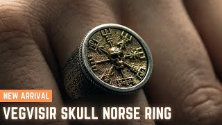 925 Silver Vegvisir Skull Norse Ring - Epic Loot Shop