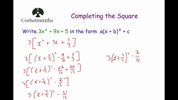 Completing the Square 2 - Corbettmaths