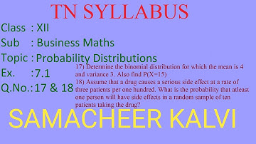 Ex 7.1 - Q.No 17 & 18 - 12th Business Maths -  Probability Distributions