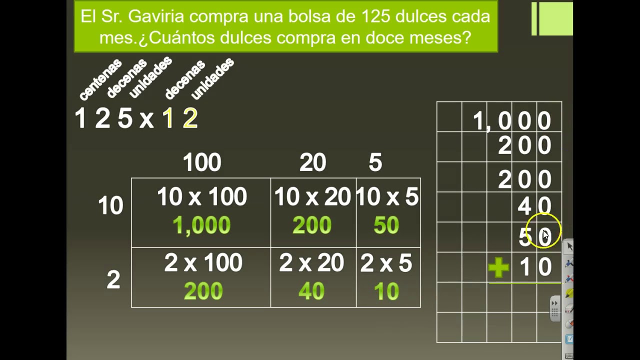  NBT. 5 MULTIPLICACIÓN DE ENTEROS CON MODELO DE AREA - YouTube