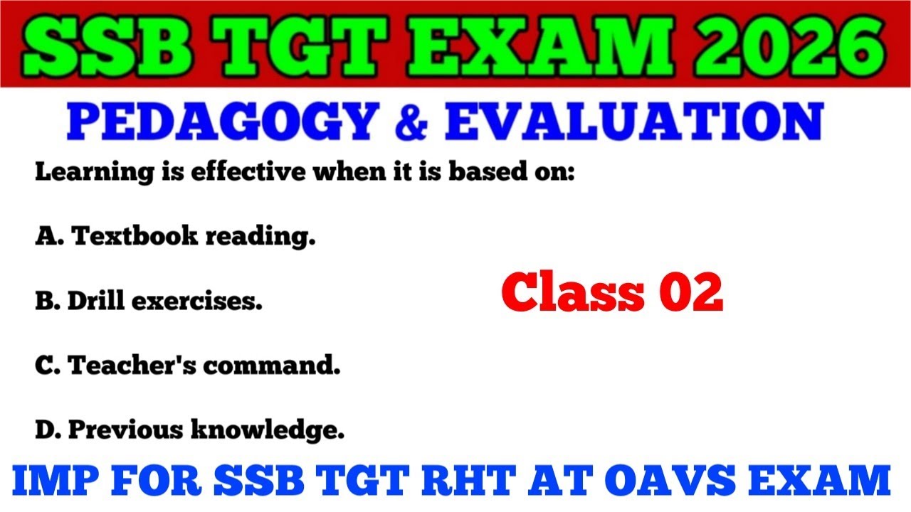 SSB TGT Exam 2026 !! Pedagogy & Evaluation MCQs !! IMP for RHT AT Exam !! cine tv Odisha !!