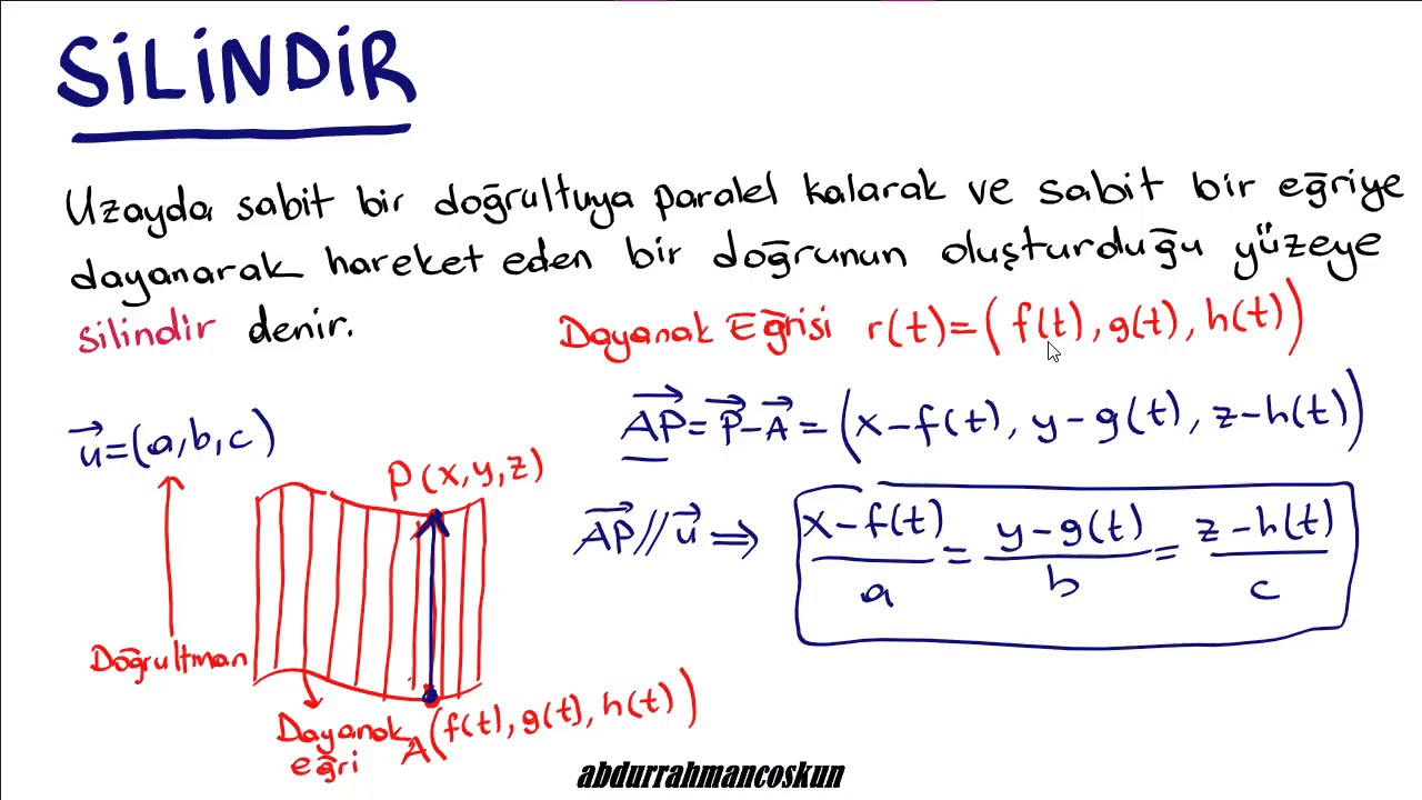 54) Analitik Geometri - KÜRE, SİLİNDİR VE KONİ - Silindir