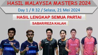 Hasil Malaysia Masters 2024 Hari Ini │ Day 1 / R 32 │ Sabar/Reza Kalah │