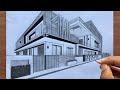 How to draw a house in twopoint perspective step by step