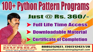 DURGASOFT 100+ Python Pattern Printing Programs Videos Just @ Rs 360/-