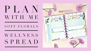 PLAN WITH ME 〰️ SOFT FLORALS WELLNESS SPREAD 〰️ HAPPY PLANNER screenshot 2