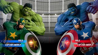 Hulk & Captain America (Green) Vs Hulk & Captain America (Blue) Fight | Marvel vs Capcom Infinite