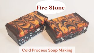 Firestone Soap | Ring Pour Technique | Cold Process Soap Making | Peacock Swirl