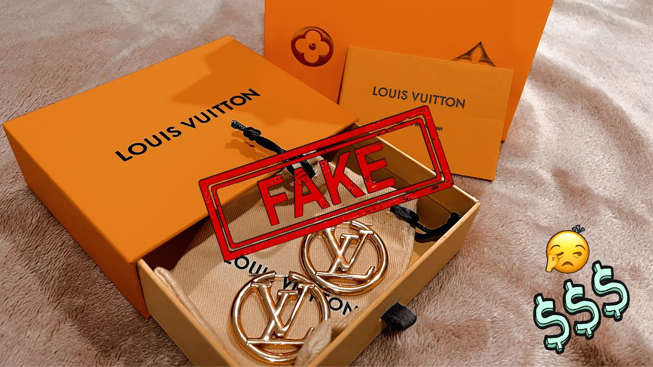 Louis Vuitton hoop earrings real vs fake. How to spot fake Louis Vuitton  Louise hoop ear rings gold 