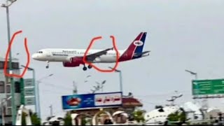 مشهد يحبس الأنفاس لهبوط طائرة يمنية بمطار عدن🛬🛬😳😱#shorts @N.Ayoubi