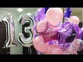 Оформление шарами в фиолетово-розовом цвете на День рождения