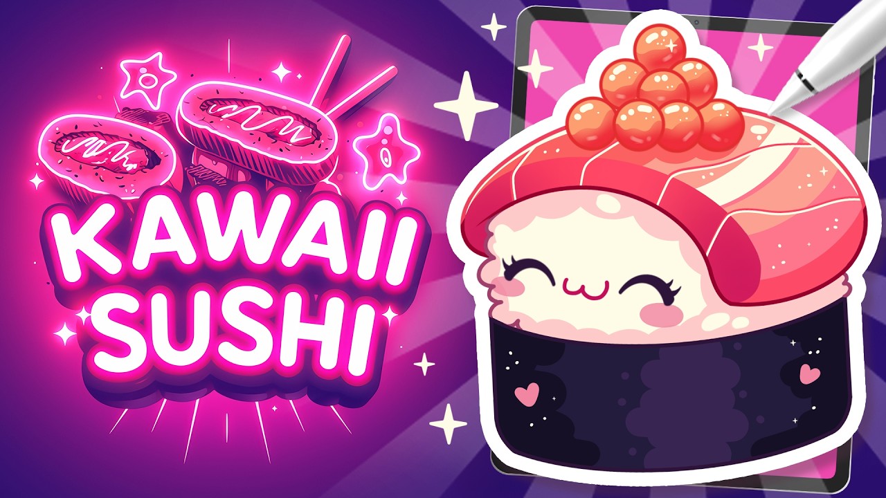 How to Draw ⭐ KAWAII SUSHI ⭐ Easy PROCREATE Tutorial for Beginners