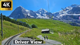 Cab Ride - Lauterbrunnen to Kleine Scheidegg Switzerland | Driver view | Train Journey 4K UHD