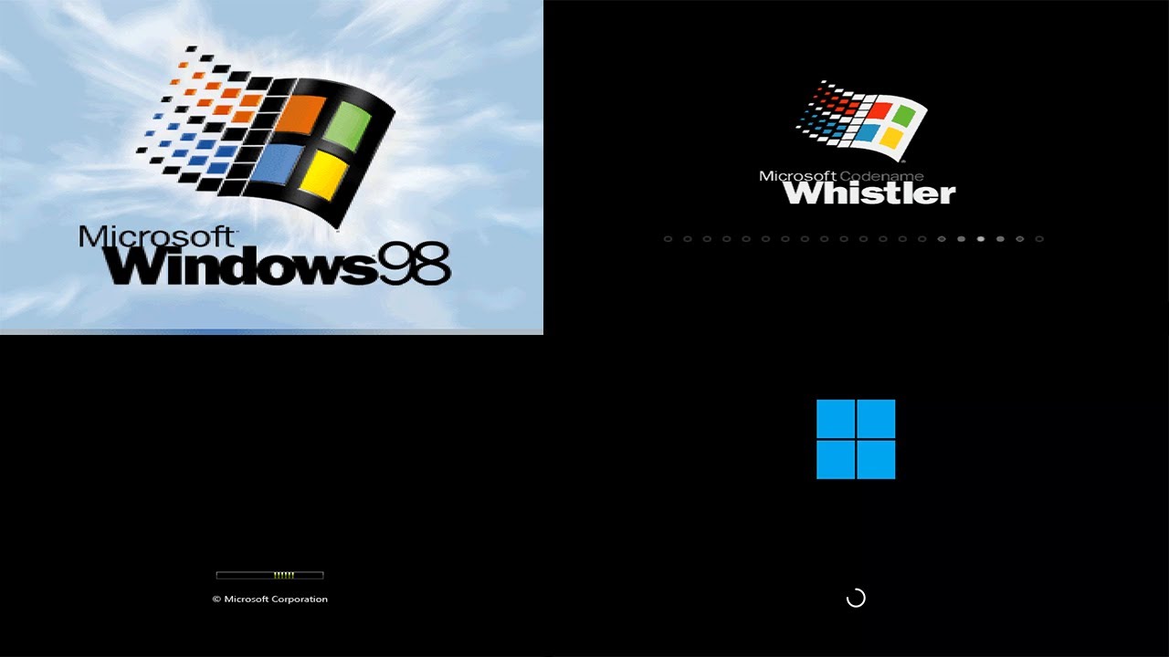 Updated Evolution of Windows Startup Screen 1985 2022