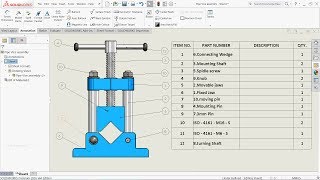 Solidworks tutorial | insert Bill of Materials (BOM) into a Drawing in Solidworks