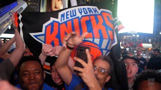 KNICKS BEAT 76ERS IN 6! Fans go crazy New York stand up!