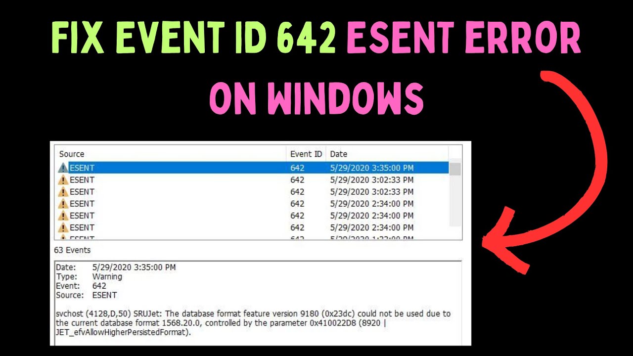 Esent How to Fix Event ID 642 ESENT Error on Windows 11 - YouTube