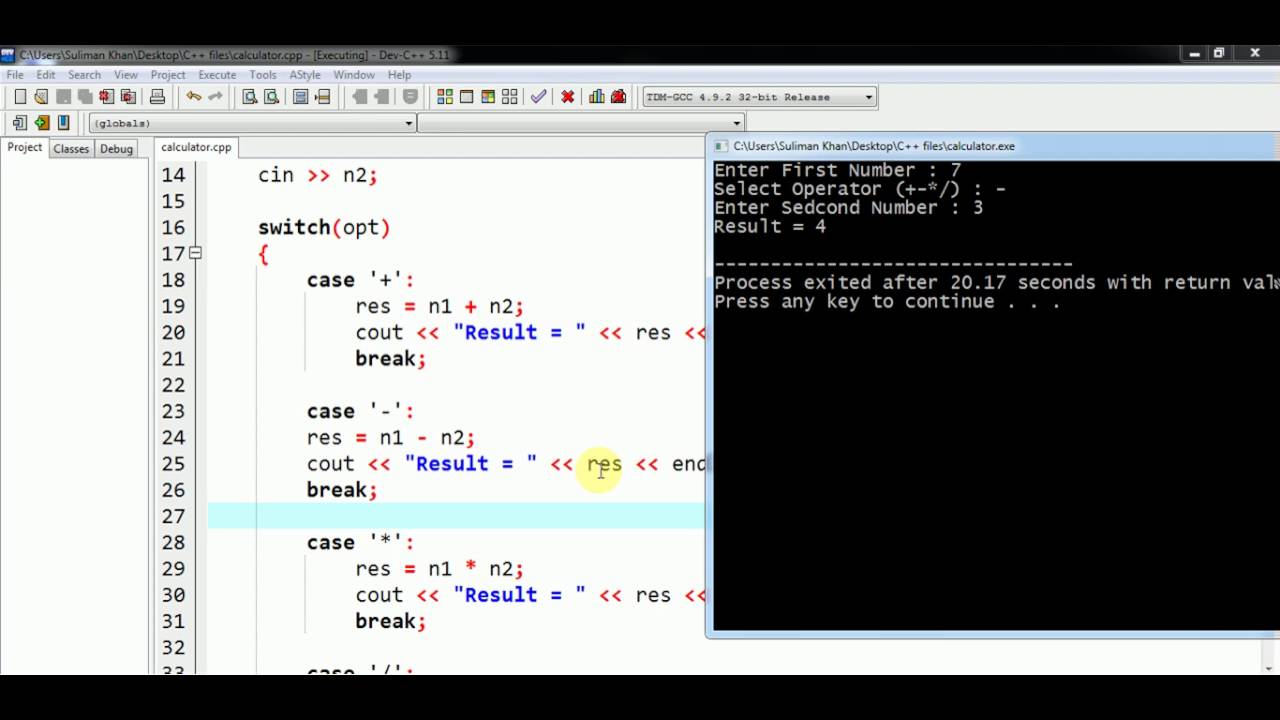 C++ Pashto - 27 Calculator in C++ - YouTube