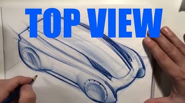 How to Draw Cars - Pencil Car Sketch Top View in 3/4 perspective