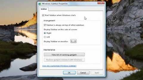 How to remove the sidebar in Windows Vista