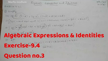 Exercise 9.4 Question no.3-Algebraic Expressions & Identities-8th class-ncert