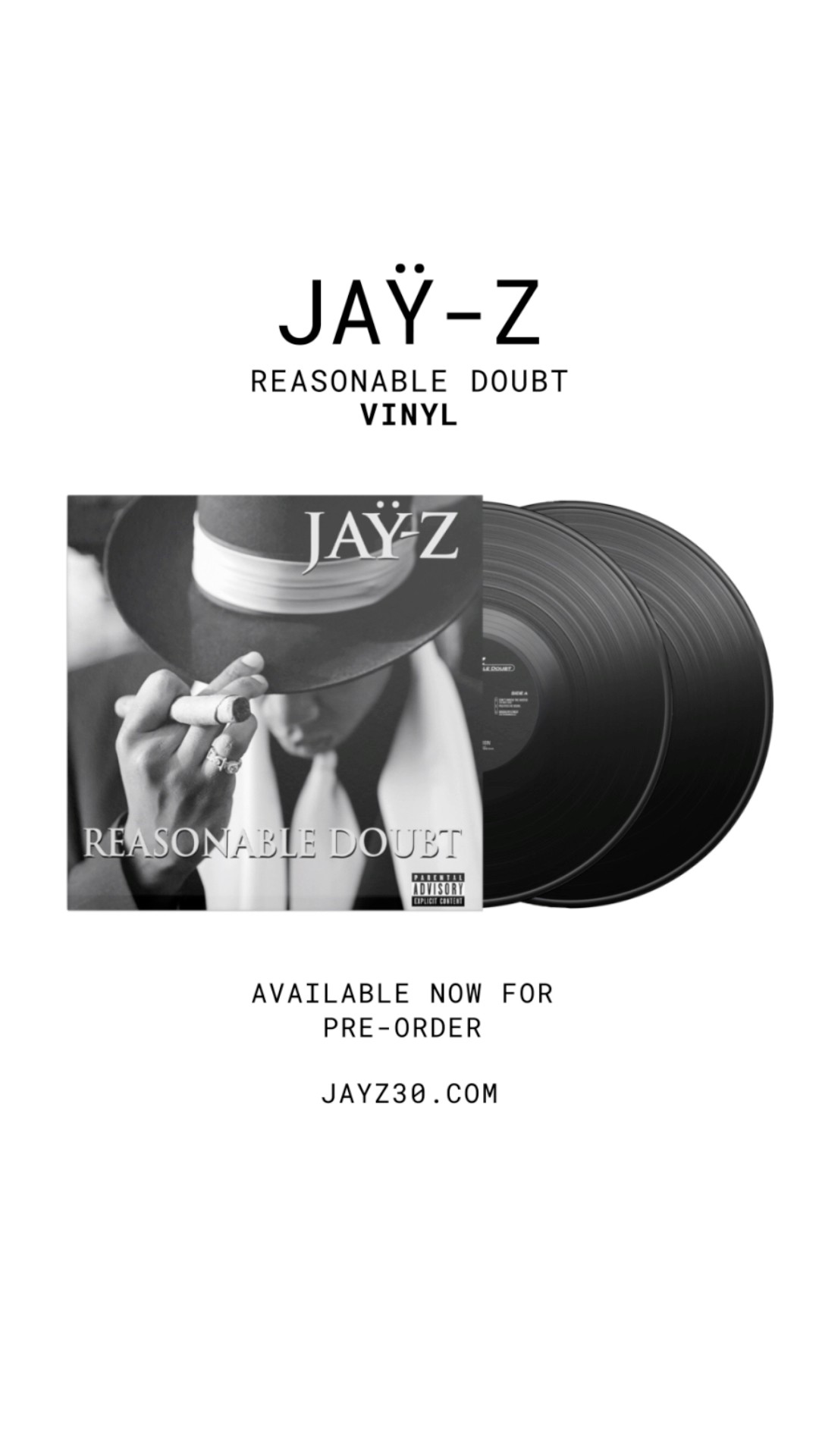 JAŸ-Z Reasonable Doubt. 30th Anniversary re-release. Now available