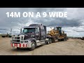 14M Cat grader loaded on a 9 foot wide stepdeck