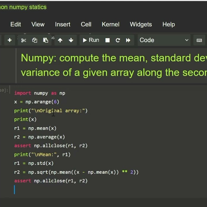 #python Numpy Compute the mean, standard deviation and variance of a ...