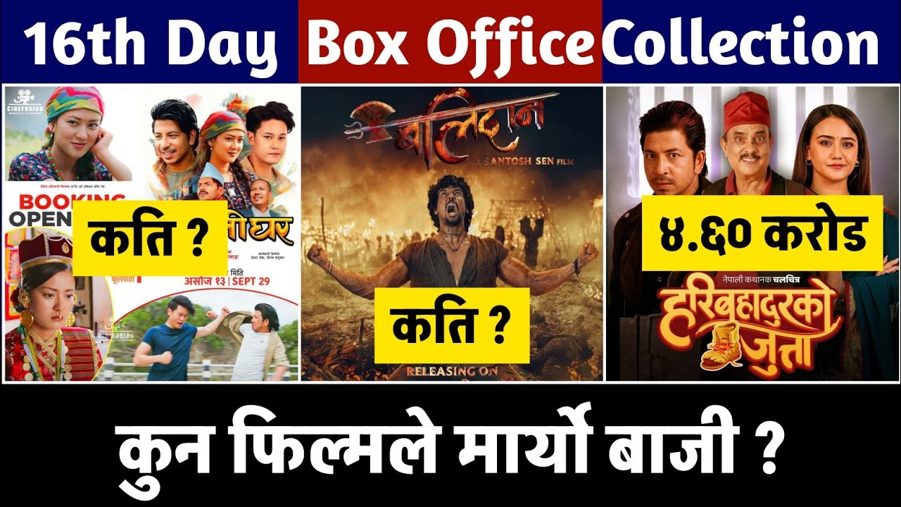 Balidan, Maitighar & Hari Bahadur Ko Jutta 16th Day Box Office Collection, 