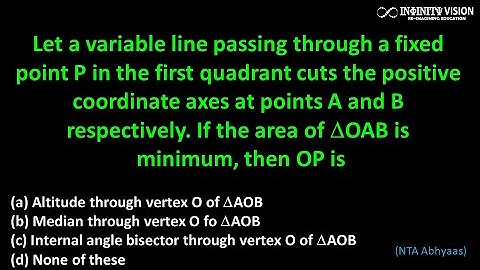Straight Lines: Let a variable line passing through a fixed point P in the first  [NTA ABHYAAS]