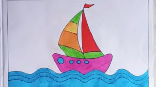 How to coloring ship 🚢 step by step coloring for kids Toddlers, painting, drawing