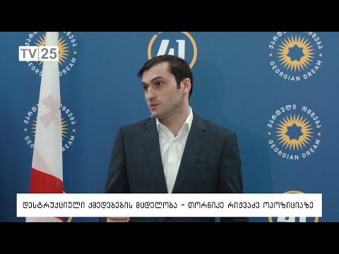 დესტრუქციული ქმედებების მცდელობაა - თორნიკე რიჟვაძე ოპოზიციაზე
