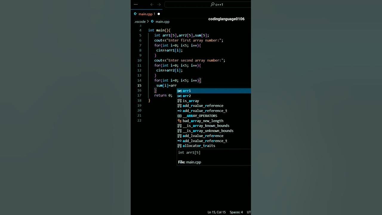 C program to find the sum of two arrays element wise programming 