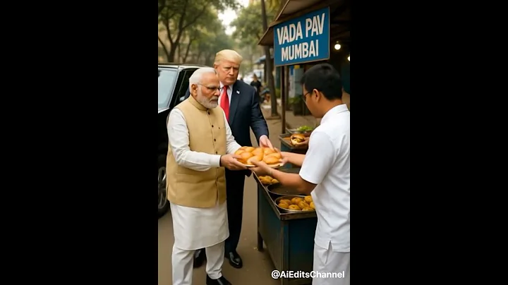 "Modi & Trump Mumbai Street Style 😲 | Vada Pav Moments You Can't Miss! 🇮🇳🇺🇸"#shorts #modi