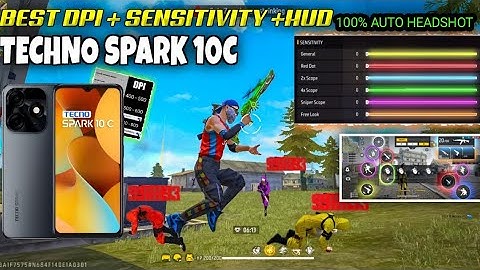 Techno spark 10C free fire best auto headshot dpi hud sensitivity settings😱 | Best Headshot settings