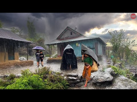 Heavy Rainfall in the Mountain Villages After a Long Time-Rain Video with Local Looks