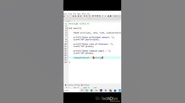 Simple Interest Program in C | C program to calculate simple interest | #techdivewithgaurav